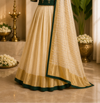 Kerala Half Saree Set – Emerald Green