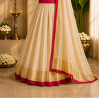 Kerala Half Saree Set – Festive Fuchsia