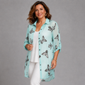 Long Length Chiffon Blouse / Shirt with Butterfly Print