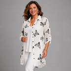 Long Length Chiffon Blouse / Shirt with Butterfly Print