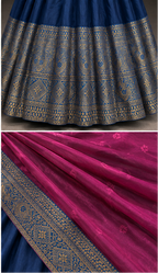 Vaidehi Royale Half Saree Set – Navy Blue & Magenta