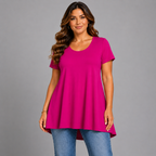 Short Sleeve Godet Panel Swing Top