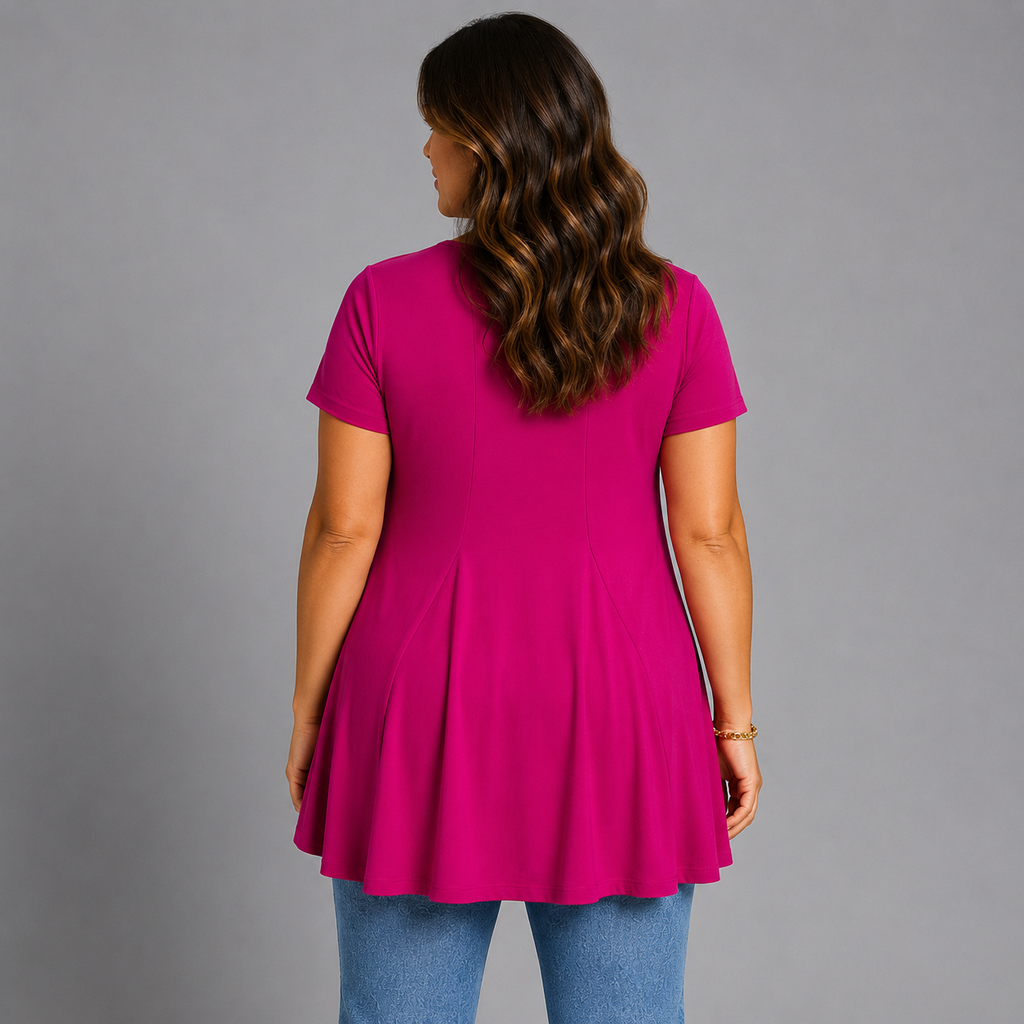 Short Sleeve Godet Panel Swing Top