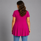 Short Sleeve Godet Panel Swing Top