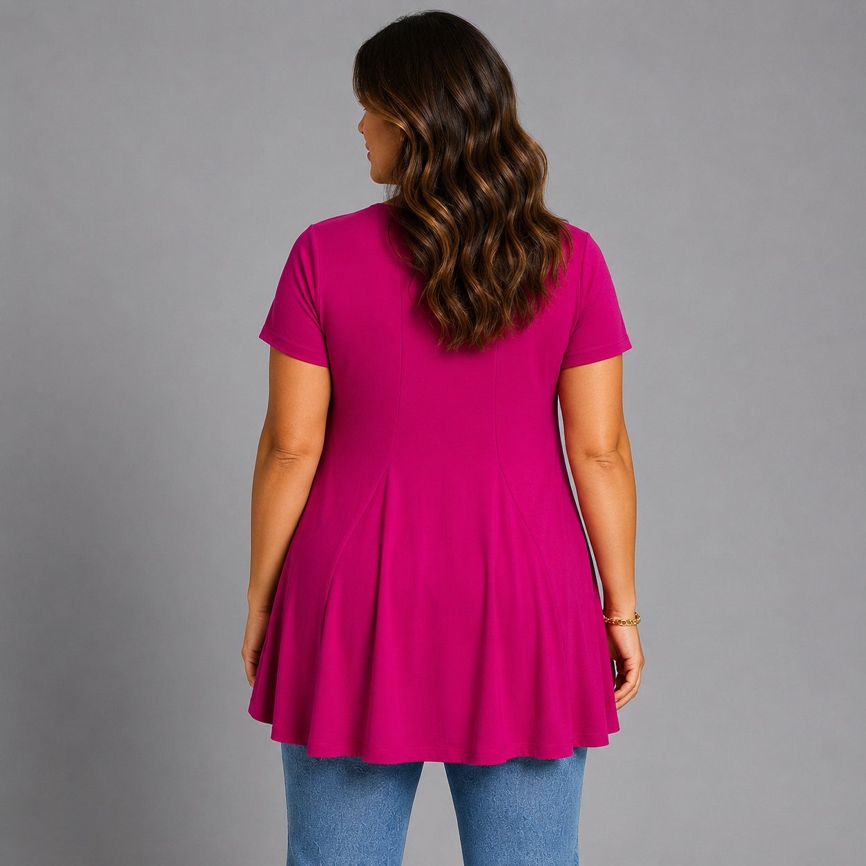 Short Sleeve Godet Panel Swing Top