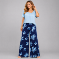 Lily Print Wide Leg Elastic Waist Palazzo Trousers