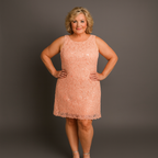 Sequin & Lace Sleeveless Shift Party / Evening Dress