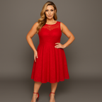 Sleeveless Lace Sweetheart Neckline Skater Dress