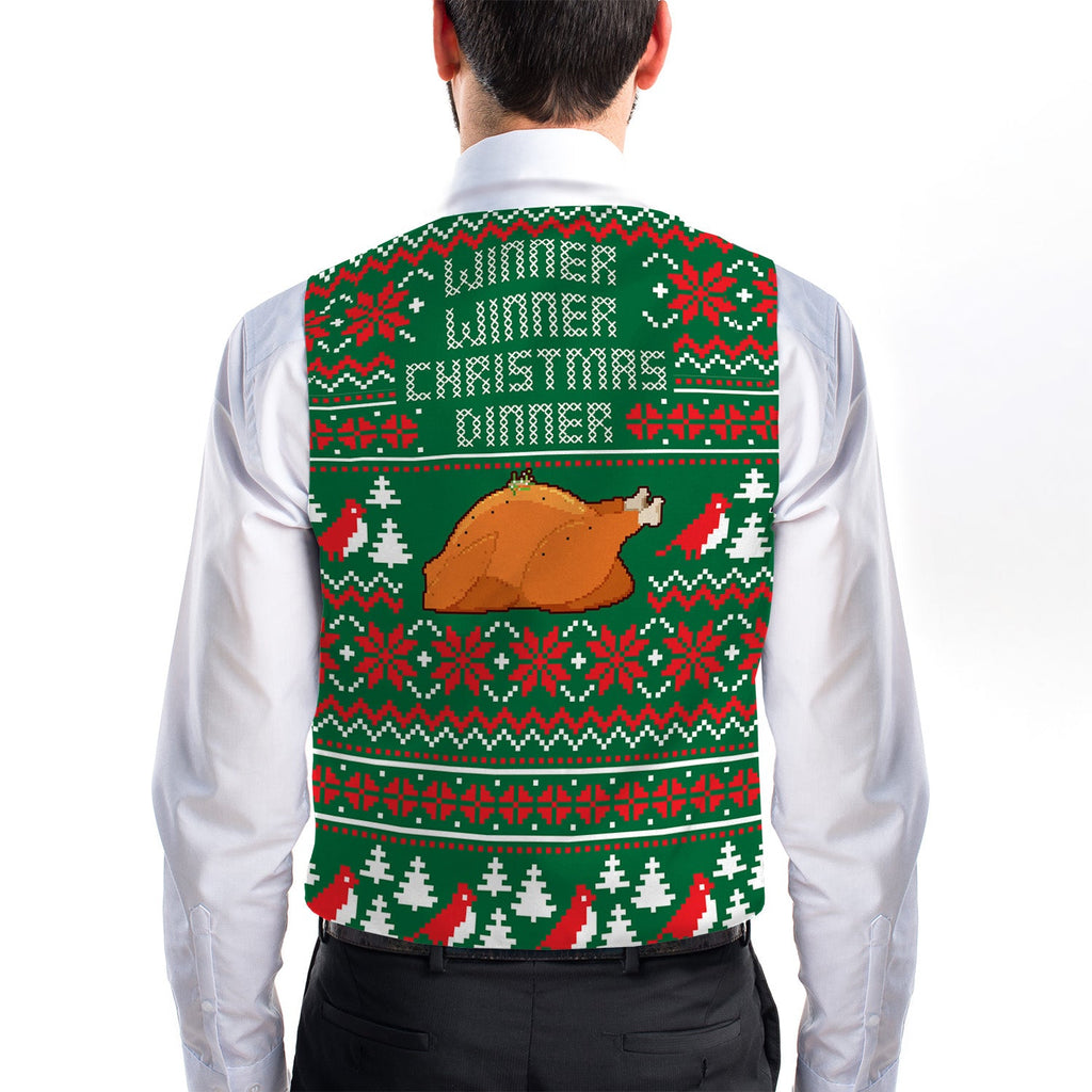 Christmas Dinner Xmas Jumper - Novelty Costume Fancy Dress Waistcoat ( 4 sizes available )