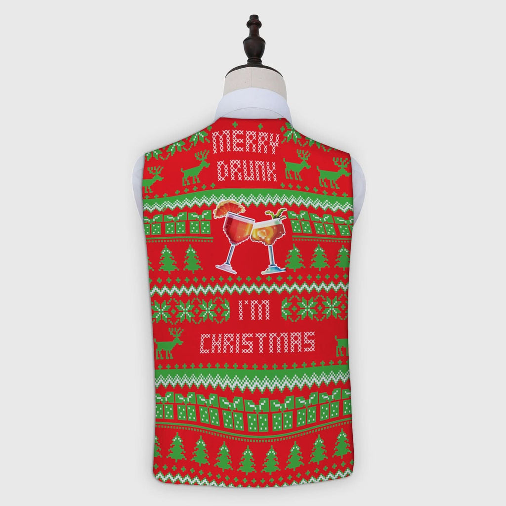 Christmas Drinks Xmas Jumper - Novelty Costume Fancy Dress Waistcoat ( 4 sizes available )