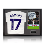 Cristian Romero Signed Tottenham Hotspur Shirt Classic Frame.