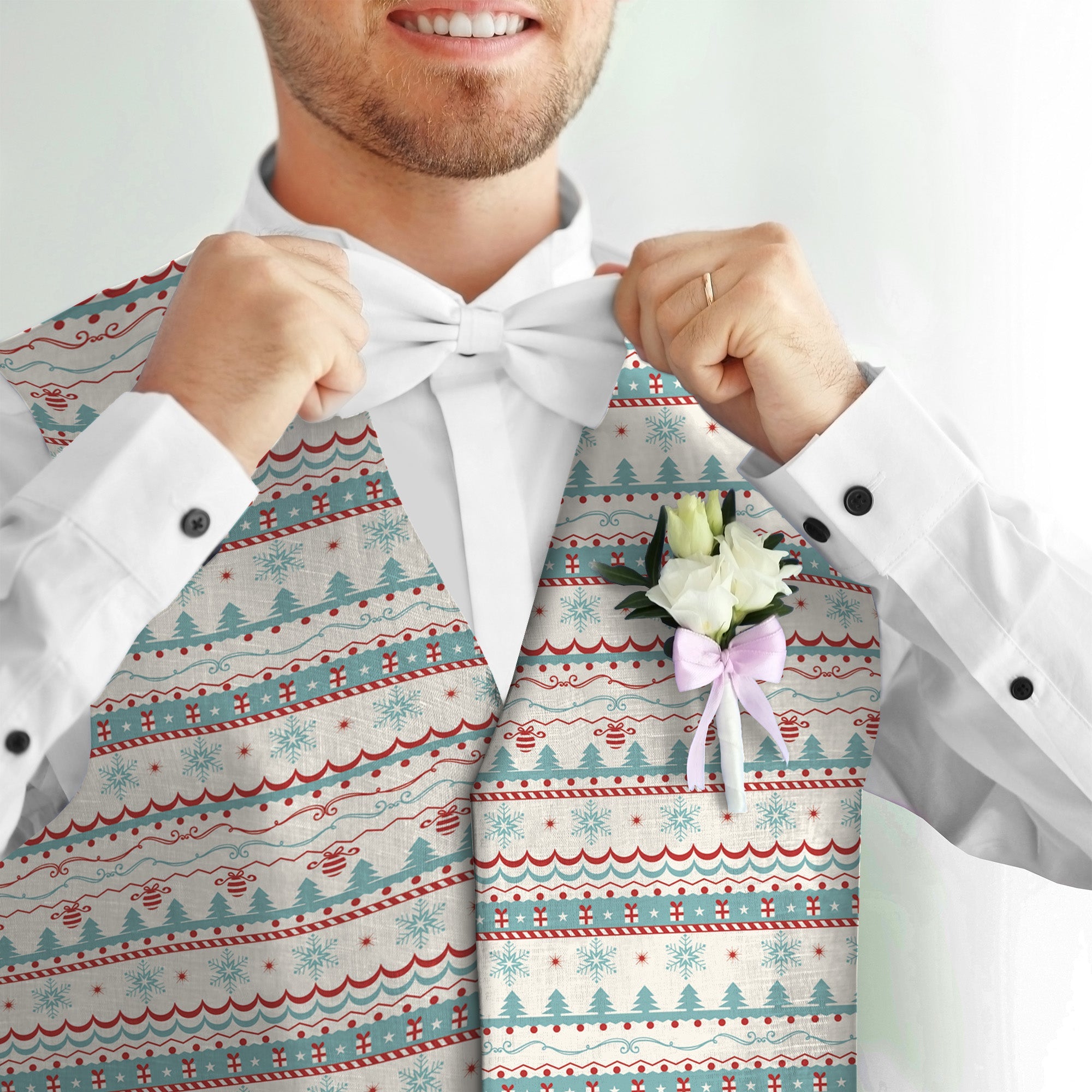 Christmas Elements Pattern - Novelty Costume Fancy Dress Waistcoat ( 4 sizes available )