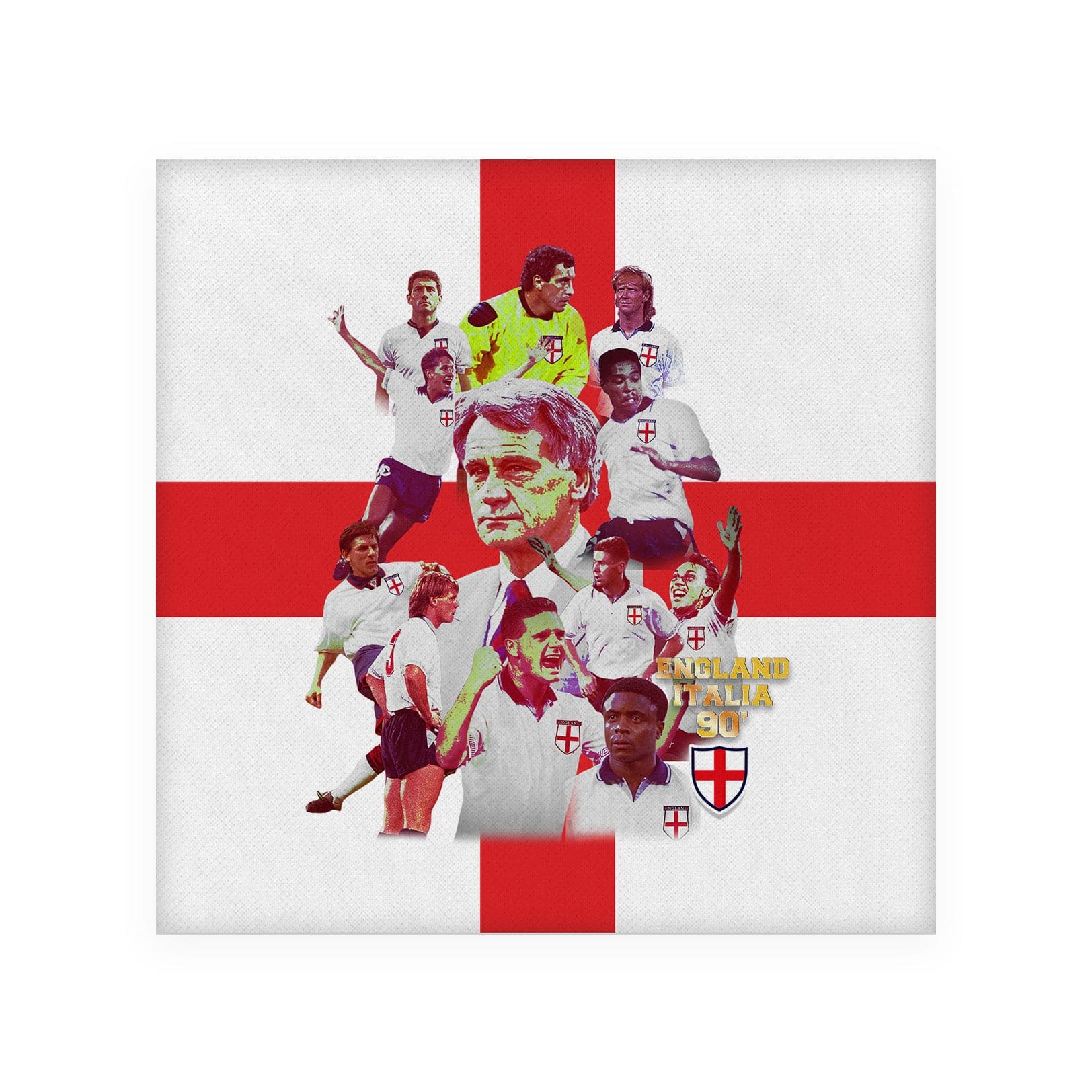 Football Art England Italia 90- Drinks Coaster - Square Or Circle