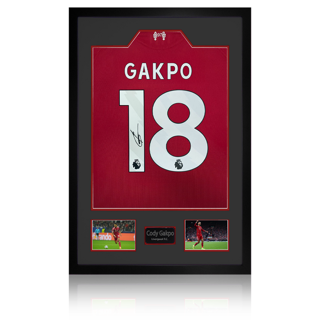 Cody Gakpo Signed Liverpool Shirt Premium Frame (ACG Cert)