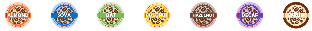 Almond Milk Coffee Shop Barista Labels 20mm 1000 labels per rolls