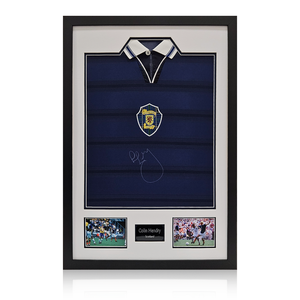 Colin Hendry Signed Scotland 1998 Shirt Premium Frame.