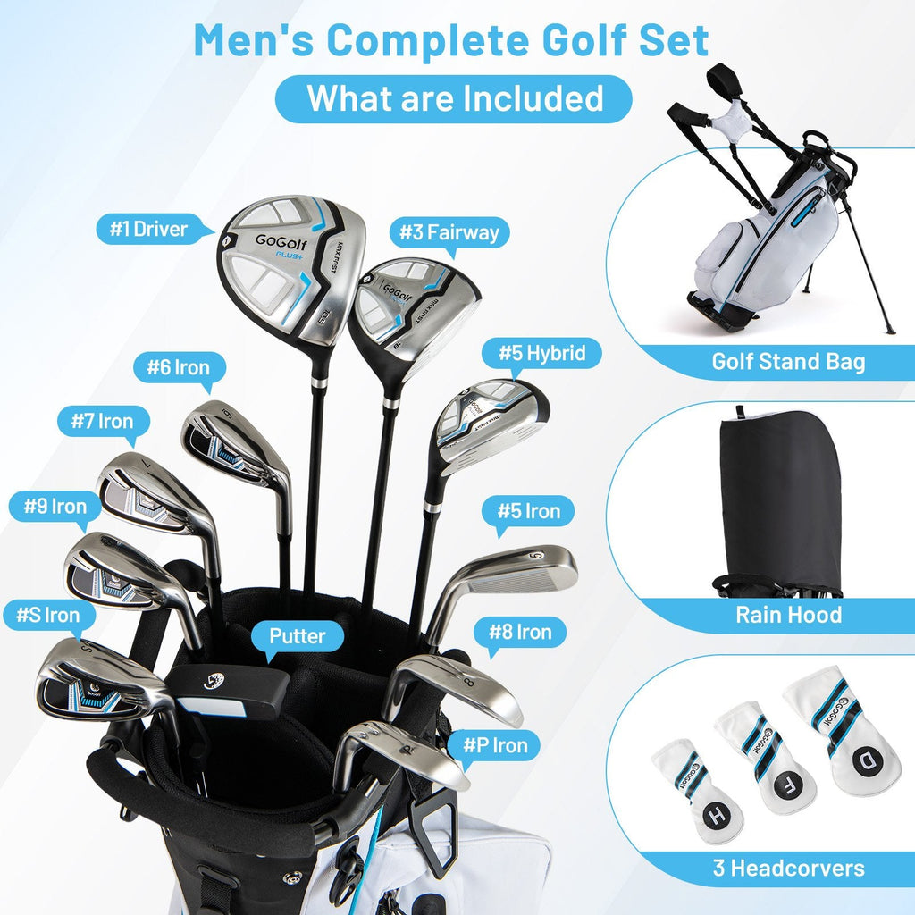 Men's Complete Golf Clubs and Bag Set Right Handed-Blue
