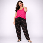 Black Pink Lime Elasticated Floral Soft Trousers