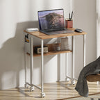 HOMCOM 63 cm Drop Leaf Writing Work Desk - Natural Wood Finish