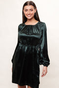 Louche Daria Satin Long Sleeve Mini Dress