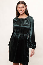 Louche Daria Satin Long Sleeve Mini Dress