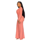 Elegant Stretch Slim Hollow-out Cinched Wide Leg Jumpsuit