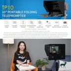 FEELWORLD TP10 Portable 10-inch Folding Teleprompter with Remote Control Lens Adapter Ring For Below 10 inches Smartphone / Tablet, TP10