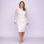Cocktail Dress with Net Sleeves and Silver Sequins