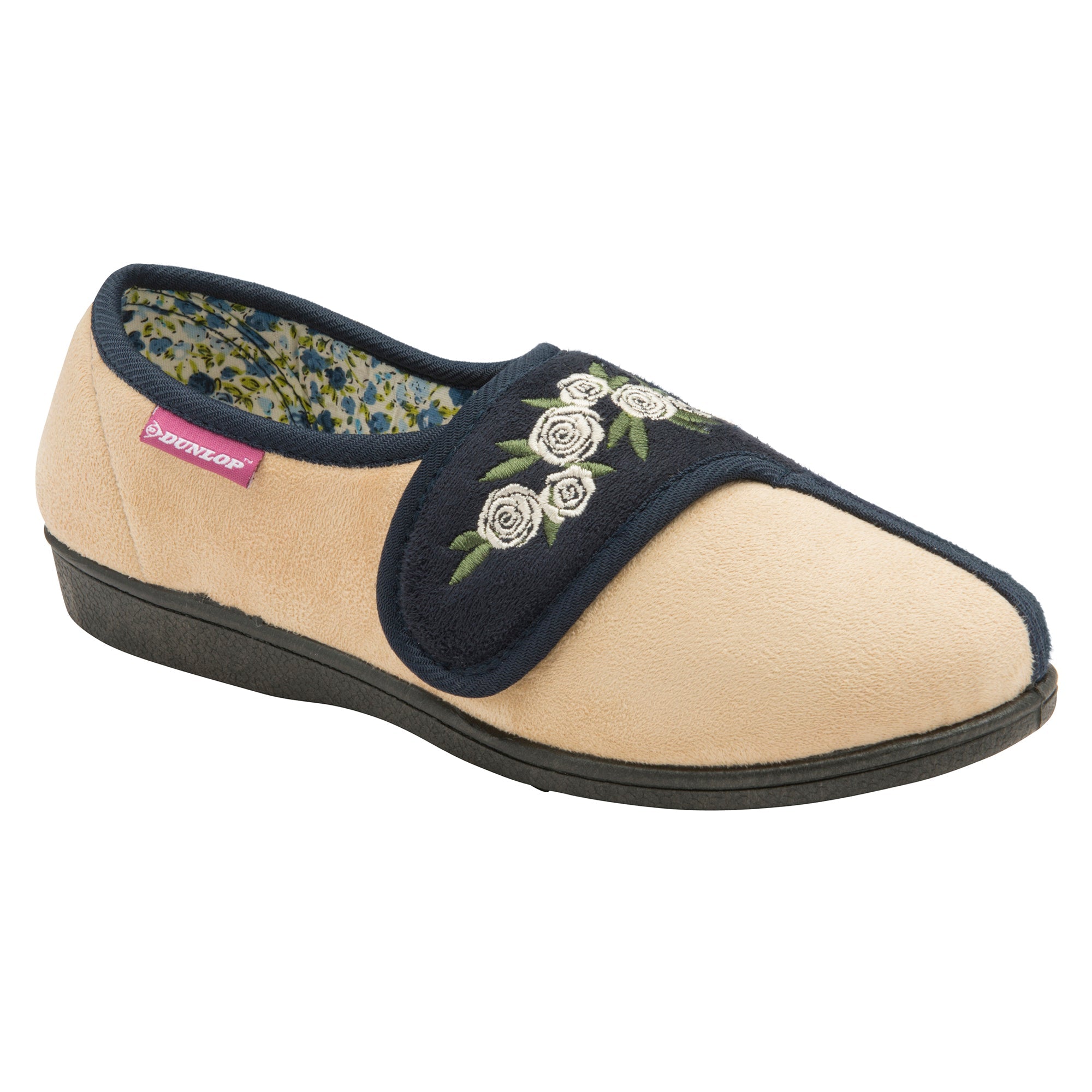 Ladies Adjustable Wide Fit Floral Velcro Slippers (6 Sizes)