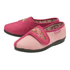 Ladies Adjustable Wide Fit Floral Velcro Slippers (6 Sizes)