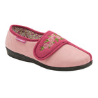 Ladies Adjustable Wide Fit Floral Velcro Slippers (6 Sizes)
