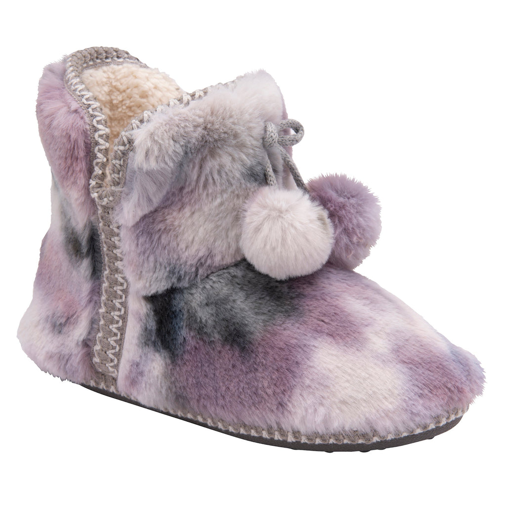 Ladies Fluffy Pom Pom Memory Foam Slipper Booties (6 Sizes)