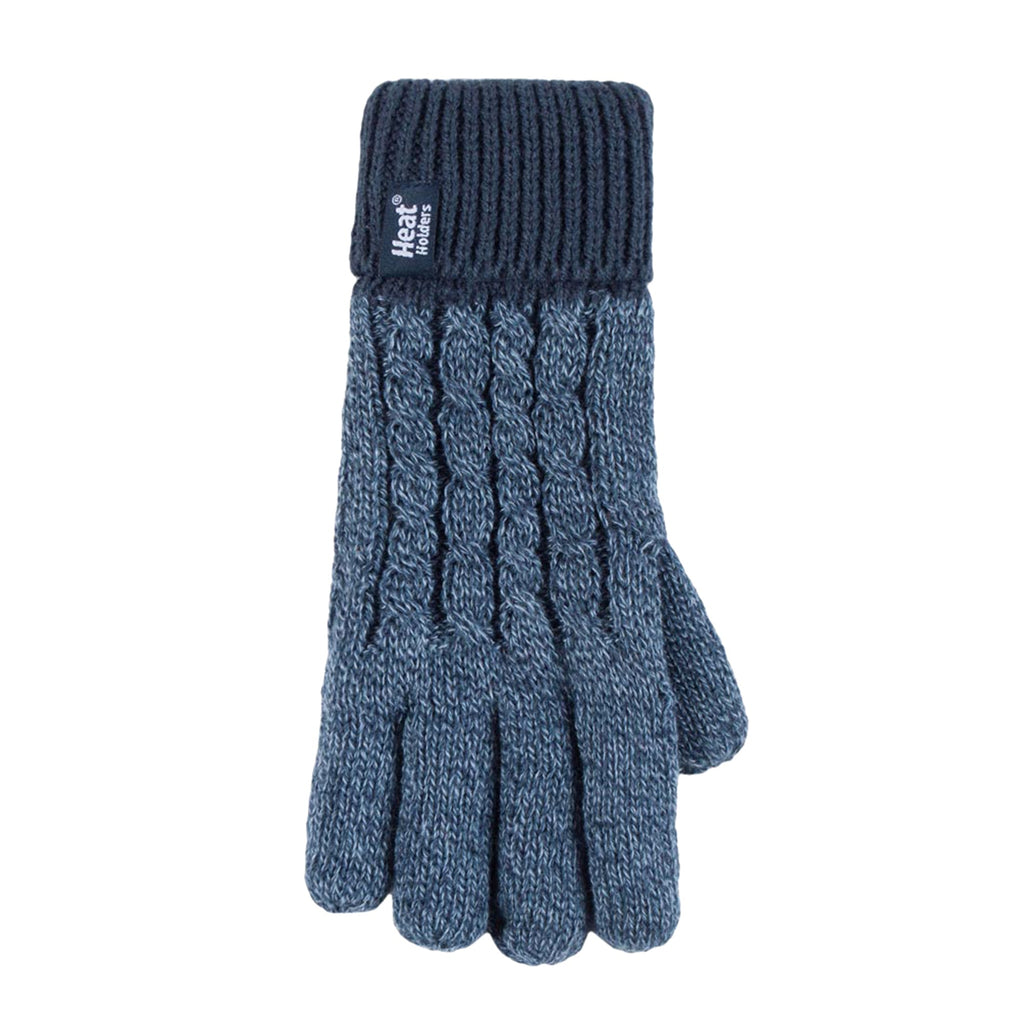 Boys Kids Cable Knit Warm Fleece Lined Thermal Winter Hat & Gloves Set