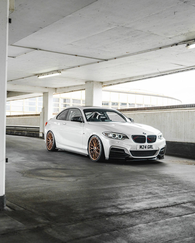 BMW 2 SERIES, M235I & M240I F22 F23 EVO-1 GLOSS BLACK FRONT SPLITTER BY ZAERO (2014-2019)
