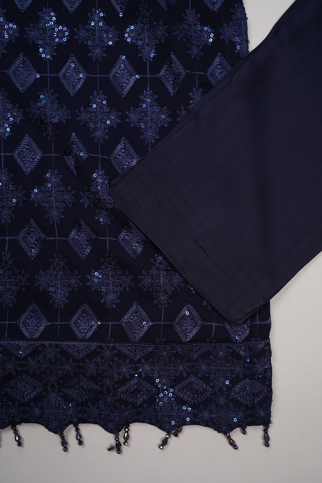 Husan e Jahan - Luxury Chiffon Outfit with Chiffon Dupatta - Ready to Wear - HEJ-V4-D6 navy blue