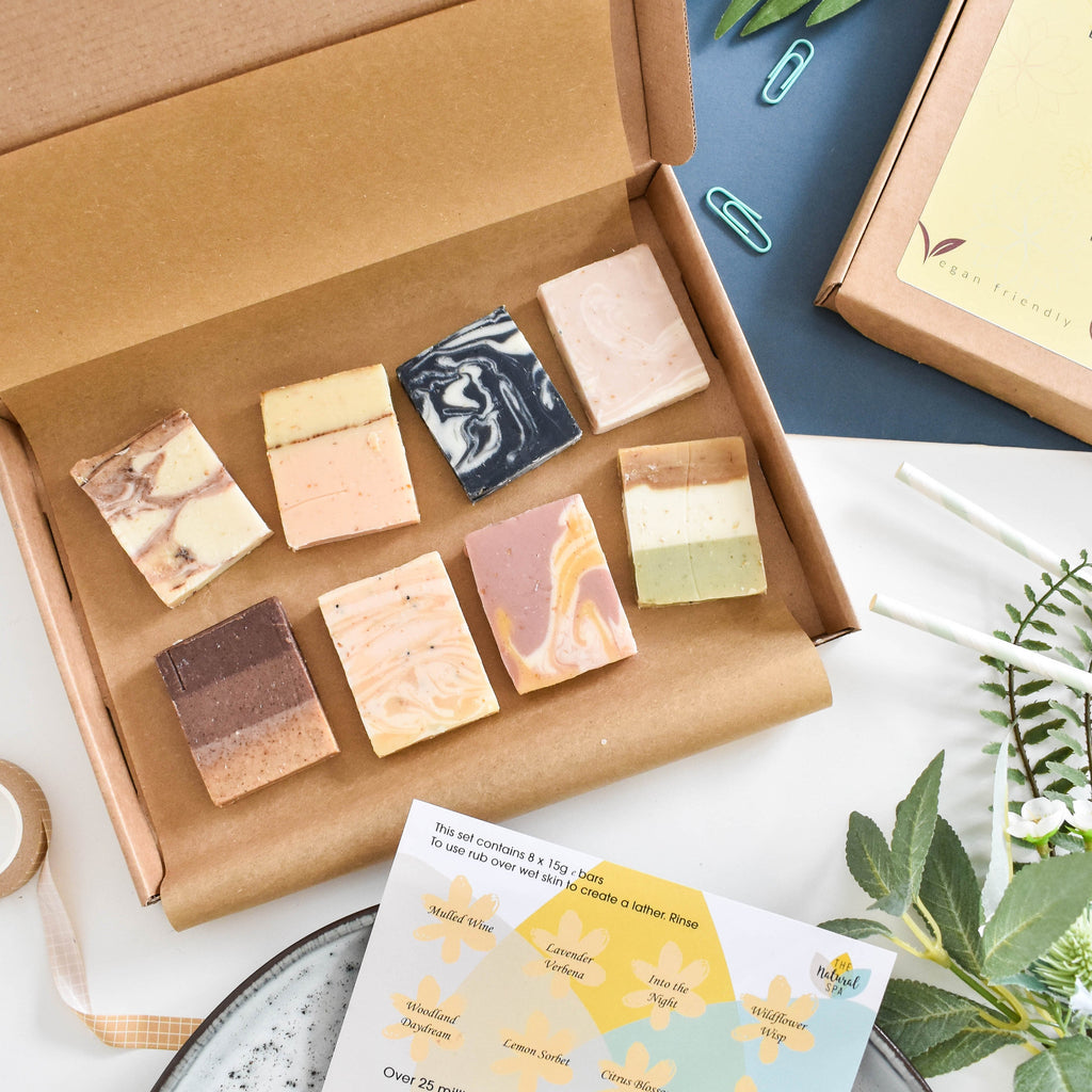 Soap Sampler Gift Set | 8 x 15g Mini Travel Soaps | Natural Handcrafted Letterbox Gift | Vegan, Plastic-Free Skincare
