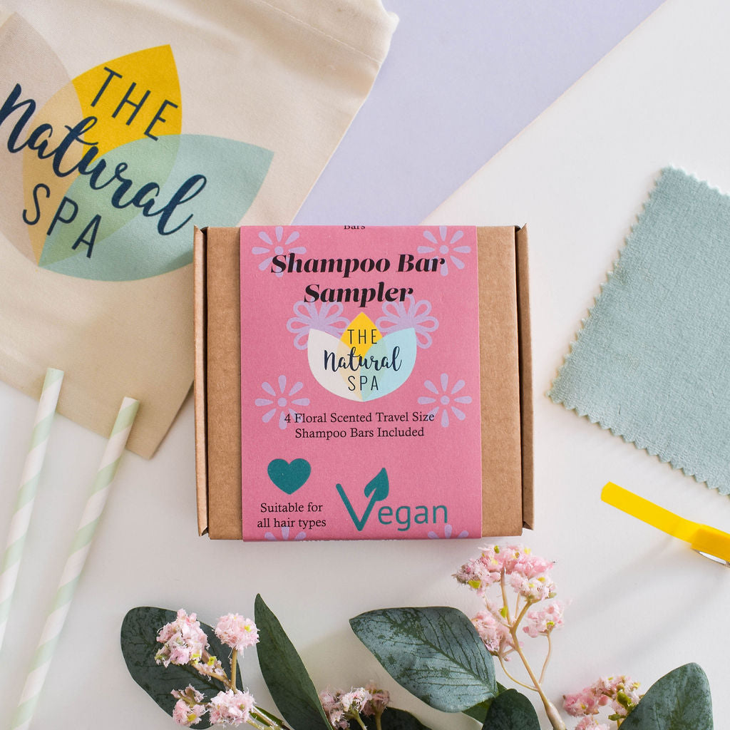 Blumiges Mini-Shampoo-Probenset – Geschenkset mit 4 Mini-Shampoo-Riegeln