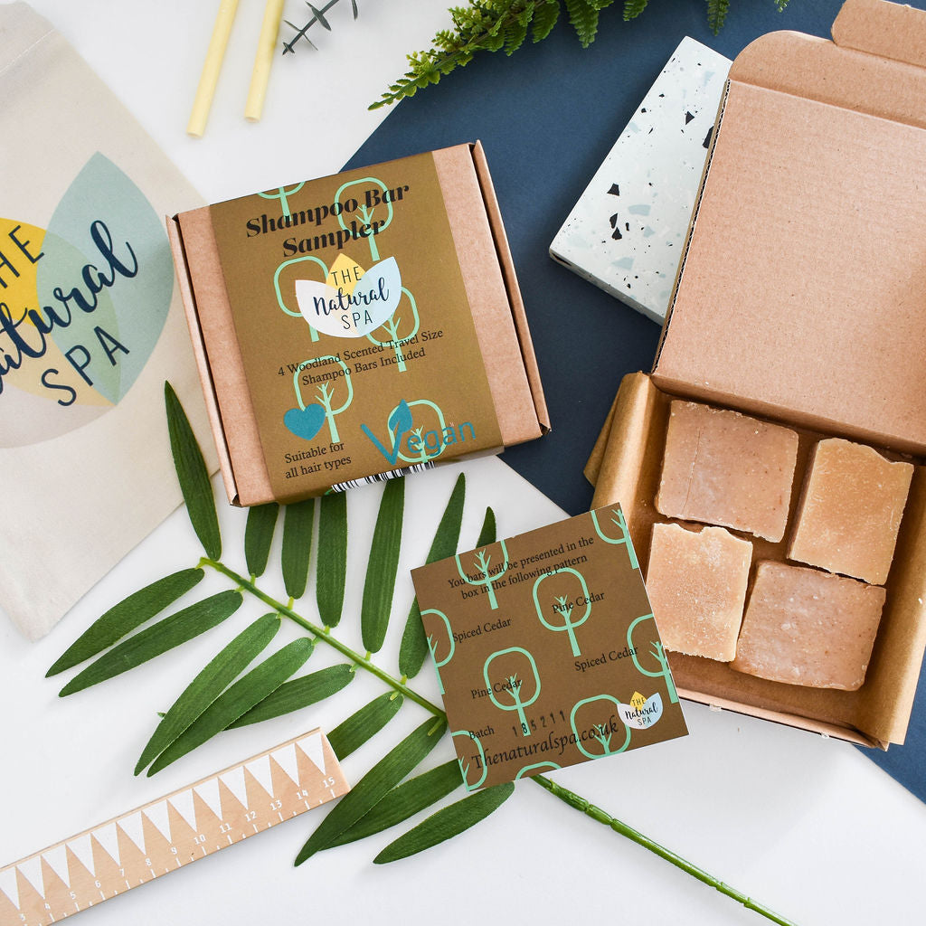 Woodland Mini Shampoo Probierset - Geschenkset mit 4 Mini-Shampoo-Riegeln