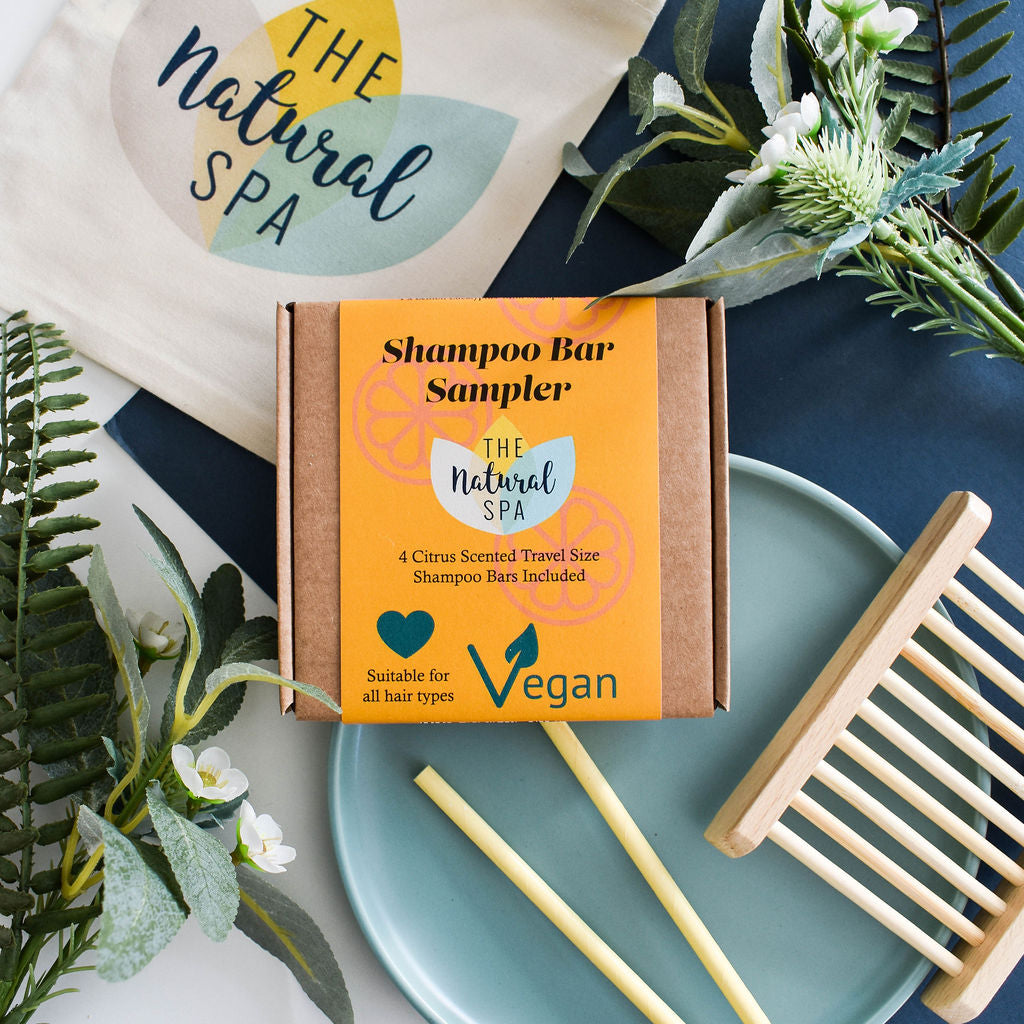 Zitrus Mini-Shampoo-Probenset – Geschenkset mit 4 Mini-Shampoostücken