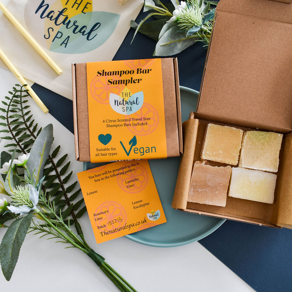 Zitrus Mini-Shampoo-Probenset – Geschenkset mit 4 Mini-Shampoostücken