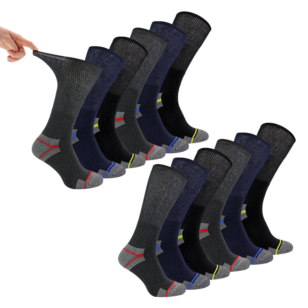 Multipack Mens Diabetic Work Socks | Non Elastic Breathable Diabetic Socks