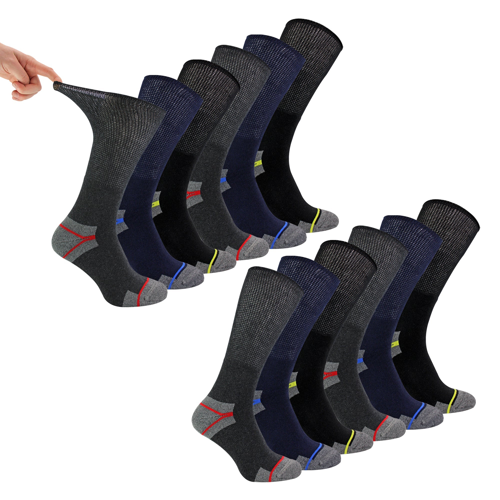 Multipack Mens Diabetic Work Socks | Non Elastic Breathable Diabetic Socks