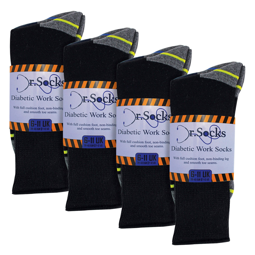 Multipack Mens Diabetic Work Socks | Non Elastic Breathable Diabetic Socks