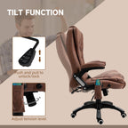 Vinsetto Massage Recliner Chair Heated Office Chair with Six Massage Points Microfiber Cloth 360\'c2\'b0 Swivel Wheels Brown