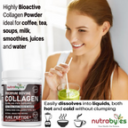 Premium Bovine Collagen Supplement Powder, 10,000 mg Pure Hydrolysed Collagen Peptides, Blended with 19 Amino Acids, Unflavoured Collagen Protein Powder Types 1 and 3, Halal & Kosher