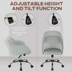 HOMCOM Velvet-feel Swivel Office Chair - Grey