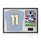 Jérémy Doku Signed Manchester City Shirt Classic Frame