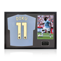 Jérémy Doku Signed Manchester City Shirt Classic Frame