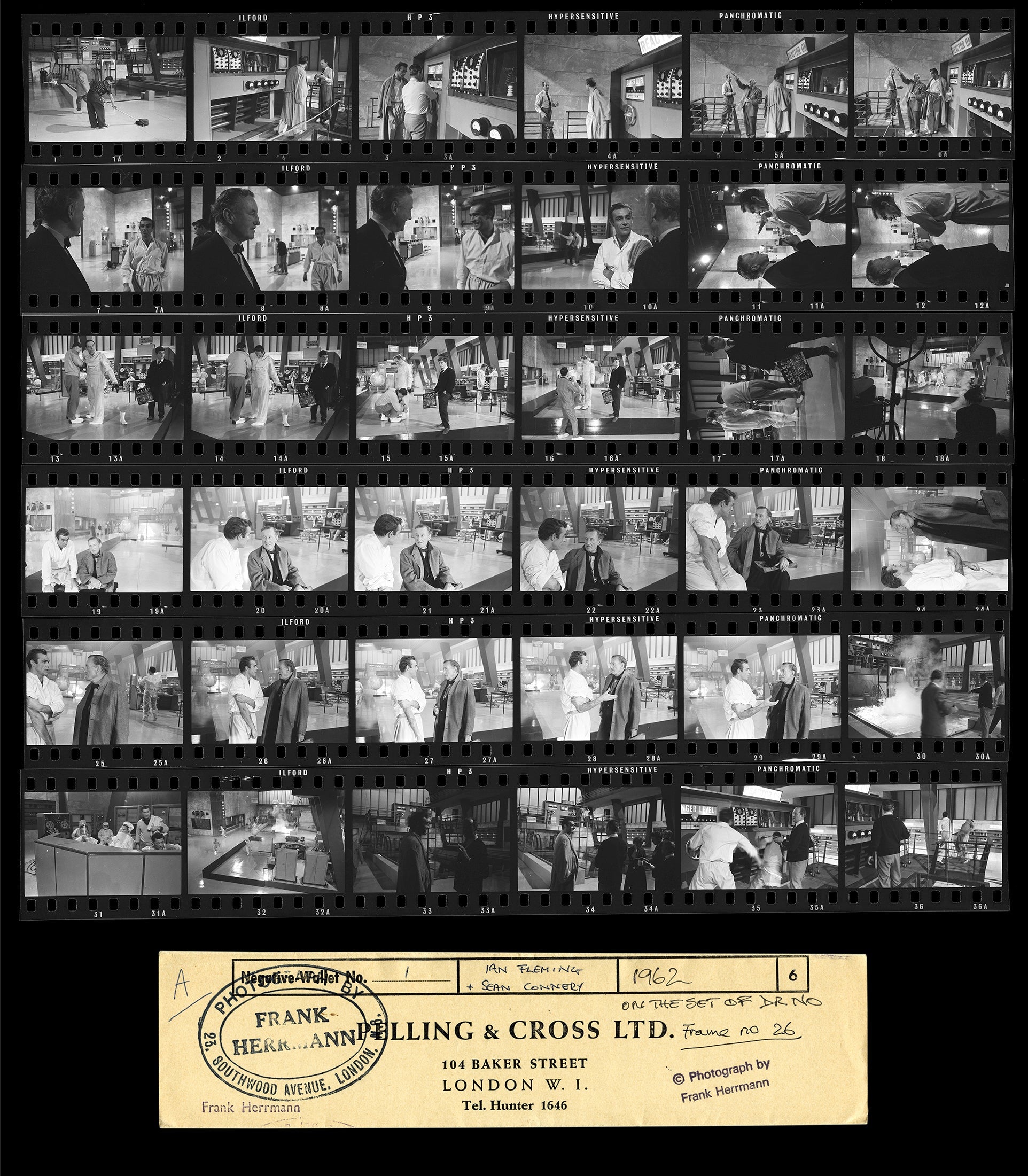 Filming Of Dr. No At Pinewood Studios, 1962 - Contact Sheet - 24" x 35"