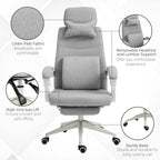 Vinsetto Office Chair, Ergonomic Desk Chair, High Back Fabric Work Chair with 160\'c2\'b0 Reclining Backrest, Retractable Footrest, Neck and Lumbar Pillow for Home and Study, Grey